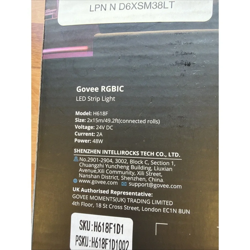 Govee RGBIC 49.2 Ft/2x15 Meters LED Strip Light Model H618F -‎ (48 Watts)